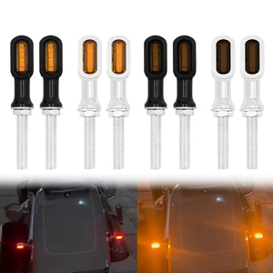 Motorcycle Mini Bolt <b>LED</b> Turn Signal Brake Running <b>Light</b> For Harley Road King Fatboy Touring Glide 3/4 <b>Wire</b> Black Chrome Amber - Product Image 2