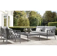Außen terrasse 4 Stück Sofa Sonder design hand gefertigte rostfreie Aluminium Metall Möbel Sets