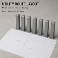 Poteau de marquage utilitaire en PRV avec service de découpe pour applications industrielles, agricoles, de jardinage et de routage