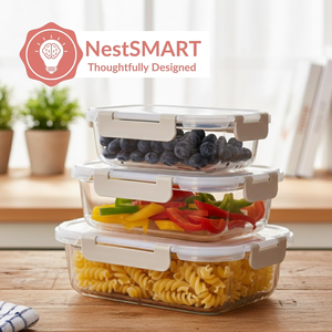 Contenants de Conservation Alimentaire en Verre Style Moderne avec Couvercle Verrouillable, Compatibles Micro-ondes, 1040ml, Écologiques, pour la Rentrée Scolaire et la Cuisine - Product Image 4