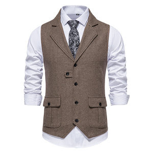 <span class=keywords><strong>Chaleco</strong></span> de ropa exterior informal de <span class=keywords><strong>Tweed</strong></span> Retro para <span class=keywords><strong>hombre</strong></span> M88 <span class=keywords><strong>Chaleco</strong></span> de decoración de botones de temporada de primavera - Product Image 4