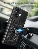 Coque de téléphone pour OPPO A3X 5G Reno 12F 12 Pro 4G Realme GT 6T C61 C63 A60 anneau en métal TPU + couverture PC