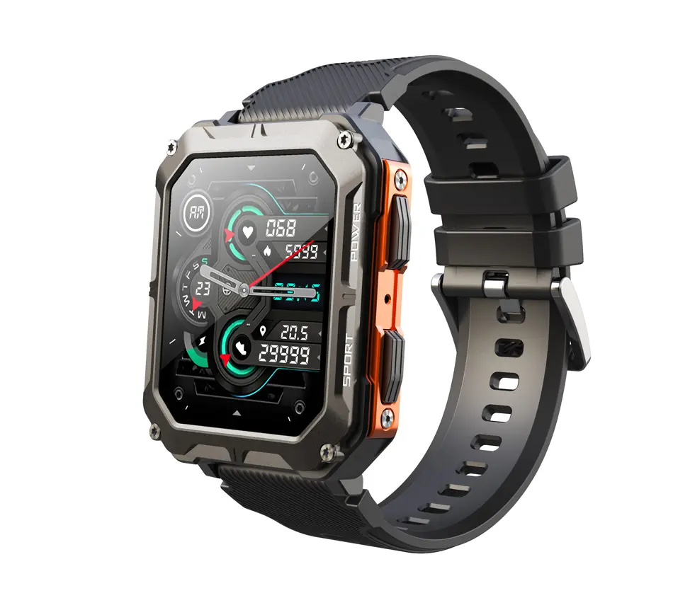 OEM C20 Pro montre intelligente de sport de plein air 5ATM étanche BT appel oxygène sanguin 380mah batterie traqueur de santé pour Android et IOS