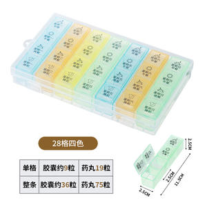 Dispensadores de Medicamentos Portátiles Premium, Cajas de Almacenamiento de Medicamentos de Plástico/PP con 21-28 Compartimentos, Disponibles 7 Días a la Semana - Product Image 2