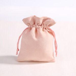 Pink Flannel <b>Drawstring</b> <b>Pouch</b> 8x10cm Jewelry Packaging Bag Rectangular Inner Storage For Accessories Wholesale - Product Image 5
