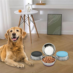 Bol pour chien en acier inoxydable épaissi antidérapant et durable plat de nourriture pour animaux de compagnie pour petits bols d'eau pour chiens de taille moyenne et grande - Product Image 1