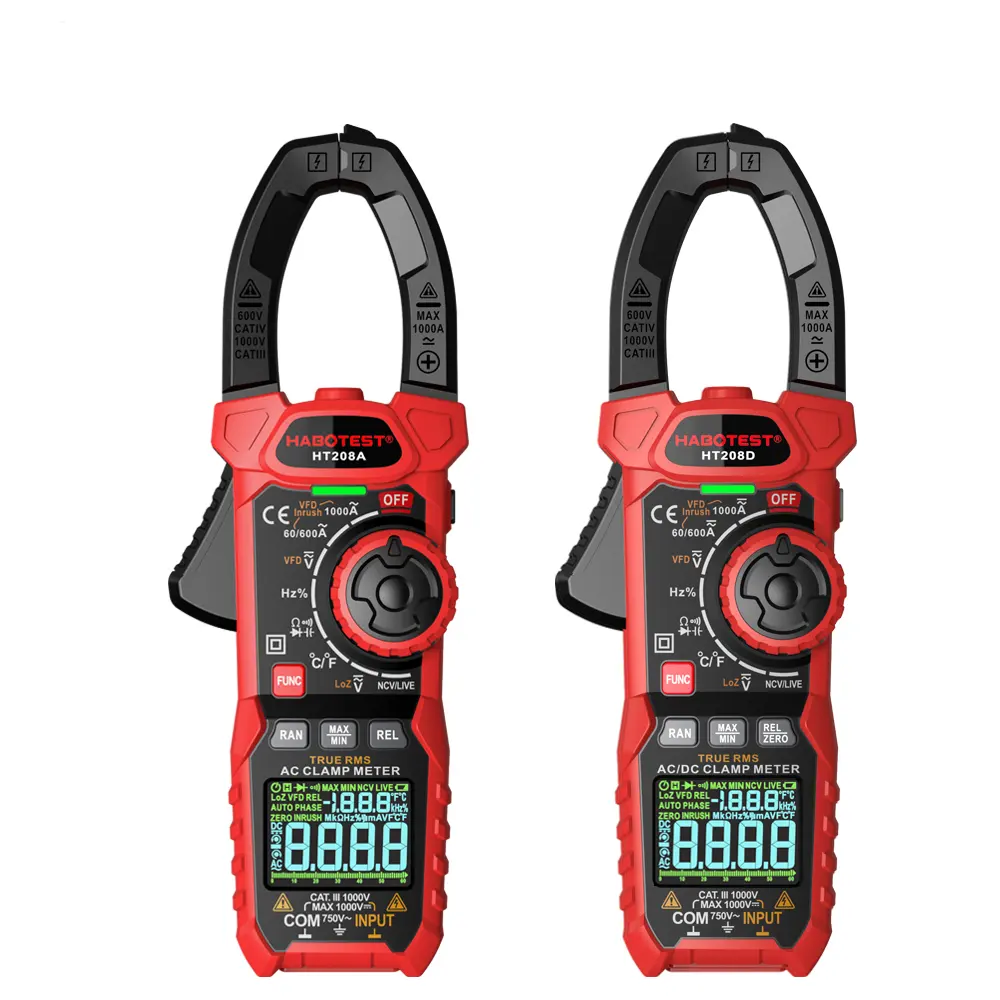 HT208D HT208A AC/DC Digital Clamp Meter True-RMS Multimeter Anto-Ranging Tester Current Clamp with Amp Volt Ohm Diode