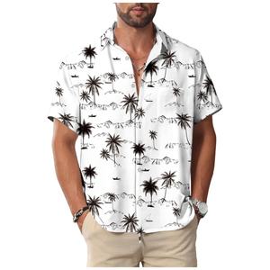 Plage vacances été à manches courtes boutonné hommes chemises décontracté élégant chemise hommes hawaïen bouton à manches courtes plage été - Product Image 3