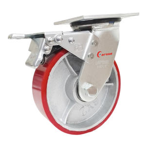 भारी शुल्क 6 "औद्योगिक कास्ट आयरन गैल्वेनाइज्ड बॉल, जिसमें पु ट्रोली कैस्टर व्हील्स होते हैं ब्रेक के साथ - Product Image 1