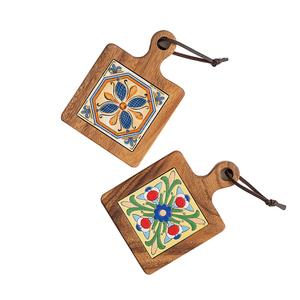 Posavasos Cuadrado de Porcelana con Diseño de Madera de Acacia, Alfombrilla Aislante de Calor para Ollas y Platos Calientes de Cocina - Product Image 1
