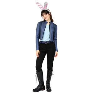 Costume d'officier Judy de Zootopia pour femme adulte, ensemble de tenue de fête d'Halloween, veste, pantalon, ceinture - Product Image 4