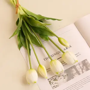 Simulation Flowers Real Touch 5 Heads Tulip Bunch Home Decoration Soft Glue Latex Artificial Tulips