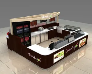 Mall Sushi Bar Counter Modern Design Wooden Sushi Kiosk Customized Food Kiosk