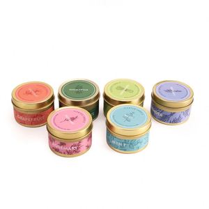 Juego de Velas Aromáticas de Cera de Soya en Latas Metálicas con Aromas de Pomelo, Eucalipto, Limoncillo, Lavanda, Romero y Menta para Decoración del Hogar - Product Image 1