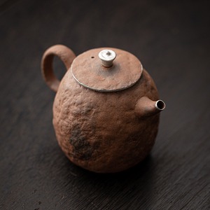 Old Rock Mud Stubborn <strong>Stone</strong> <strong>Pot</strong> Ceramic Handmade Gilt Silver Stoneware Small Teapot - Product Image 1