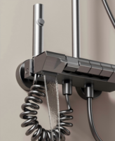 Système de douche numérique moderne en aluminium couleur canon de fusil, 4 modes, affichage de la température, fixation murale, jet de pluie doux, douchette à main, pulvérisateur de bidet pour salle de bain