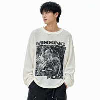 T-shirt Oversize Personnalisé 100% Coton Gaufré à Manches Longues Style Urbain – Respirant, Doux et Durable pour Tenues Décontractées