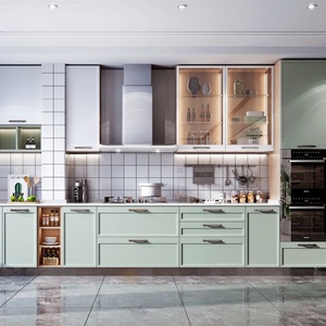 Armoires de cuisine sur mesure de style américain, cuisine à concept ouvert, comptoirs en quartz et étagères ouvertes multifonctionnelles - Product Image 4