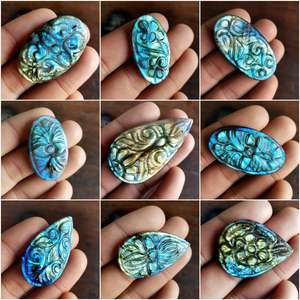 Mère de perle bijoux pierres précieuses sculptées animaux jade sculpté perles turquoise naturel labradorite sculpté cabochons en gros - Product Image 6