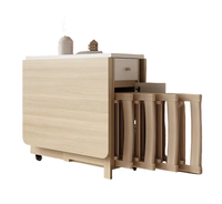 Ensemble de Table à Manger Pliante, Table de Salle à Manger Extensible en Bois avec 4 Chaises, Table Abattante pour Cuisine, Salle à Manger et Restaurant