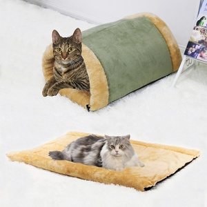 Túnel de Felpa 2 en 1 para Gatos, Tapete para Gatos de Interior, Cama para Gatitos, Iglú Autocalentable, Tapete Cubierto - Product Image 1