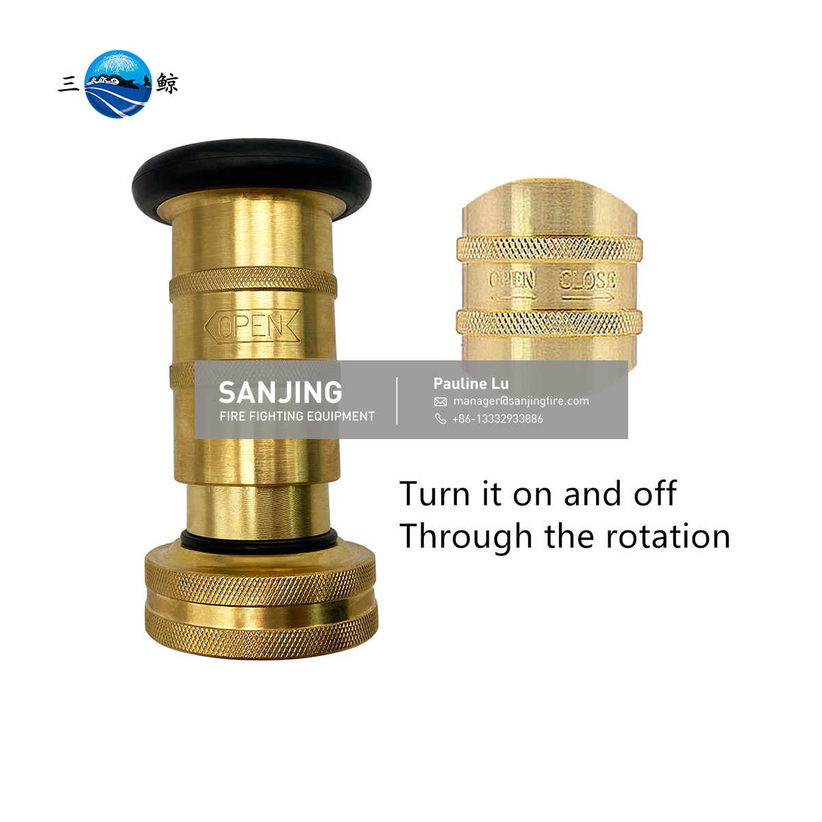 SANJING 消防软管喷嘴黄铜消防设备喷雾喷射雾 (1.5" NH/NST)