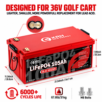 Kit de charge rapide 4-en-1 et bornes doubles pour voiturettes de golf 36V105Ah, 6000 cycles, prêt à l'emploi, installation facile