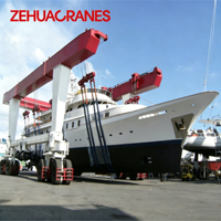 CE Onaylı Zehua 5T-100T Yat Taşıma Vinci Elektrikli Kaldırma Cihazı Motorlu Rulmanlı Kauçuk Tekerlekli Mobil Tekne Vinci Marina Tersanesi için