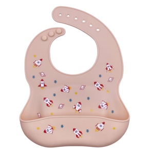 Bavoir bébé en silicone imperméable, léger, doux, couleur personnalisée, pour tout-petits, enfants, repas, tablier, logo personnalisé, vente en gros - Product Image 2