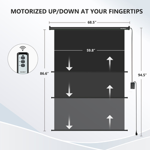 RAUBAY Motorized Pull Down Black Polyester Screen Backdrop-59.8" X 86.6" Collapsible Ceiling/Wall Mount Background - Product Image 2
