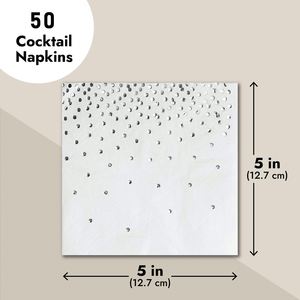 Servilletas de Cóctel Desechables Modernas de 4 Pliegues, Plateadas con Diseño de Puntos, de 5x5 Pulgadas, 3 Capas, Paquete de 50 Unidades, Directo de Fábrica OEM - Product Image 5