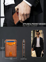 Dompet Kulit PU Minimalis Pria, Penahan Kartu Bisnis Anti Maling RFID Blocking, Dompet Multi-Fungsi POP up, Promo Hot Sale