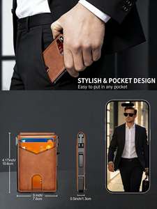 Hot Sale Men's Minimalist PU Leather <strong>Wallet</strong> Men Business <strong>Card</strong> <strong>Holder</strong> Anti-theft RFID Blocking Multi-Function POP up <strong>Wallet</strong> - Product Image 6