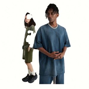 Women's Custom Streetwear T-<b>Shirts</b> Knitted 100% Cotton Washed Gradient Colors Breathable Soft Anti-Shrink - Product Image 3