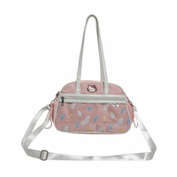 Tas Bahu Nilon Motif Kucing Kartun Lucu Tas Itabag Kawaii dengan Jendela Transparan Tas Tangan Kapasitas Besar untuk Anak Perempuan Dompet Selempang