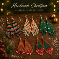 Anting Manik-manik Natal 24 Model Santa Claus Manusia Salju Pohon Natal Hantu Lonceng Sepatu Bot Perhiasan Pesta Liburan Grosir