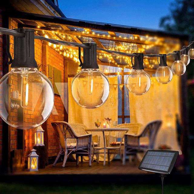 Christmas Solar Outdoor String Lights Waterproof Shatterproof Globe Lights for Backyard Patio Garden Bistro Party Decoration