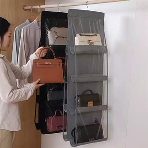 Wholesale Wardrobe Home Storage Organization Folding Non Woven Hanging Purse Handbag Organizer Storage Bag