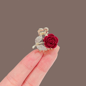 Best Sales Elegant Temperament Small Red <b>Rose</b> Shaped Hairpin <b>Light</b> Luxury Women's Alloy Hairpins Fashion Jewelry Wholesale - Product Image 5