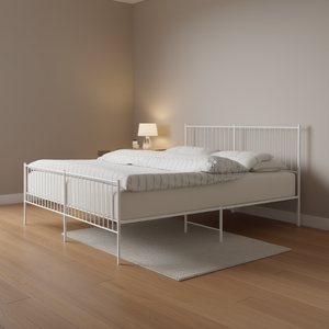 Cadre de lit en métal blanc, design rectangulaire, mobilier de chambre à coucher moderne - Product Image 2