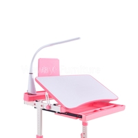 Bureau d'étude réglable en hauteur, grande Table de rangement pour enfants, avec tiroirs de rangement, Led
