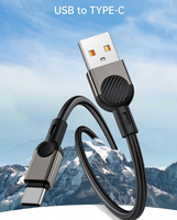 Kabel Data Pengisian Cepat 100W dengan USB-A ke Type-C, Bahan Anyaman, Panjang 1m untuk Ponsel