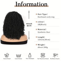 Perruques bandeau afro bouclées courtes de 12 pouces, effet Finger Wave, synthétiques, volumineuses, sans colle, résistantes à la chaleur, avec bonnet en maille semi-élastique, densité 150%