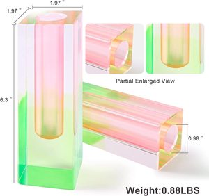 Ins cột vuông Frosted <span class=keywords><strong>Glass</strong></span> bong bóng trồng hydroponics tùy chỉnh màu bình thủy tinh bình Acrylic lọ - Product Image 4