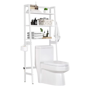 Étagère de rangement en bois blanche pour toilettes, moderne, durable, gain de place, autoportante, pour salle de bain, buanderie, hôtel - Product Image 1