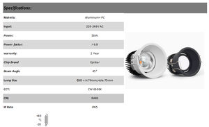 <span class=keywords><strong>Spot</strong></span> LED encastré pour bureau à domicile, dimmable, 230 V, cadre réglable, GU10, 7 cm - Product Image 2