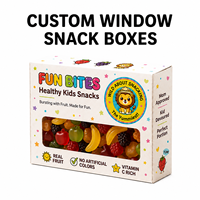 Boîte cadeau plate personnalisée avec fenêtre transparente, imprimée en couleur, avec revêtement UV, pour bonbons, fruits gélifiés et collations saines pour enfants