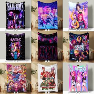 Couverture en flanelle Kpop Demon Hunters pour les QUATRE SAISONNES, couverture de dessin animé Anime Huntrix Rumi Saja pour garçons, couverture pour la maison, les voyages, cadeau - Product Image 3