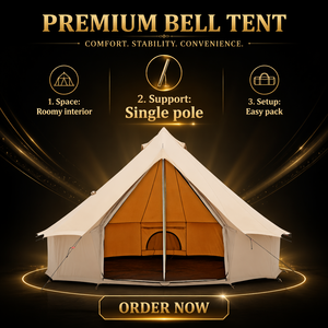 Tente cloche en toile pour glamping, abri familial pour le camping, tente quatre saisons pour l'extérieur avec sacs de transport - Product Image 5