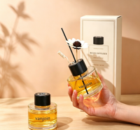 Bouteille diffuseur de parfum sans flamme 100 ml en gros, désodorisant d'ambiance à huiles essentielles, bouteille diffuseur à bâtonnets avec logo personnalisé